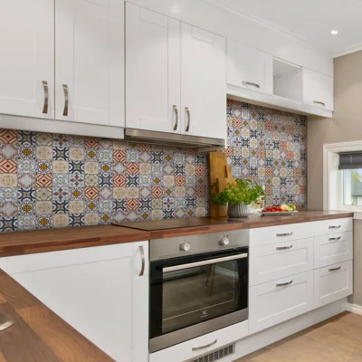 Mosaïque Travertin pierre naturelle "Faroz" multicolore - l. 29,7 x L. 29,7 cm