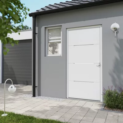 Porte d'entrée aluminium blanc "Mahe" H. 215 x l. 90 droite