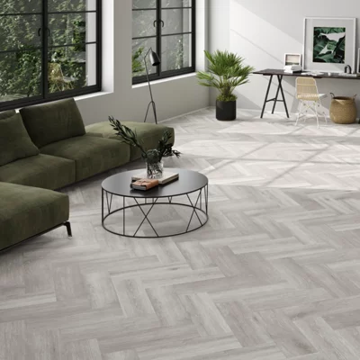 Carrelage de sol intérieur grès cérame émaillé "Barsan Gris" 20,5 x 61,5 cm