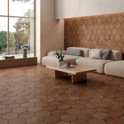Carrelage de sol intérieur tomette "Kenza" L. 22,8 x l. 19,8 cm