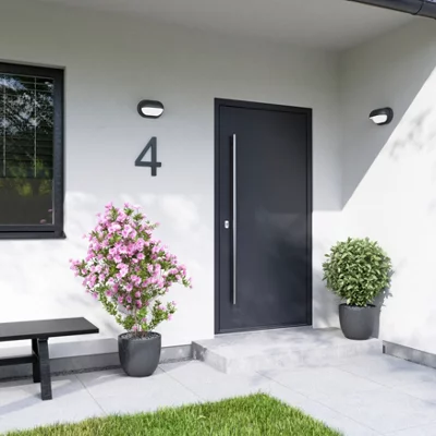 Porte d'entrée aluminium gris "Kara" H. 215 x l. 90 gauche