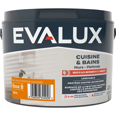 Peinture cuisine et bains Base B Satin 2,5 L