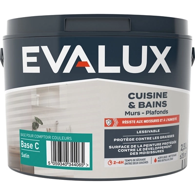 Peinture cuisine et bains Base C Satin 2,5 L