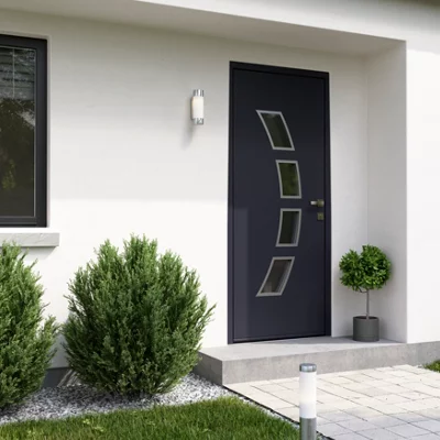 Porte entrée métal gris "Hati" H. 215 x l. 90 droite
