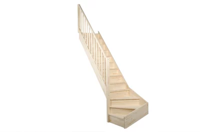 Escalier 1/4 tournant gauche prémonté sapin + rampe "Elma"