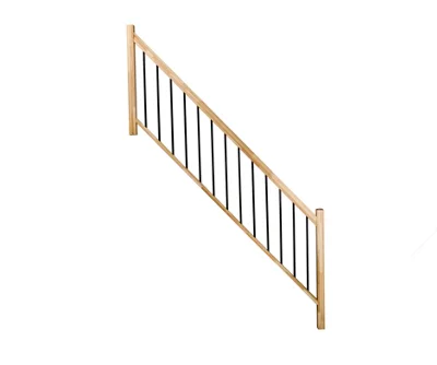 Balustrade tubes verticaux tournant en hêtre "Fineas" escalier 1/4