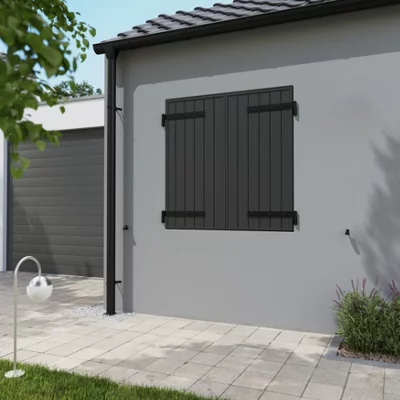 Volet battant 2 panneaux aluminium gris 125 x 120 cm