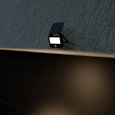 Projecteur solaire LED noir avec détecteur de mouvement 5000 K IP44