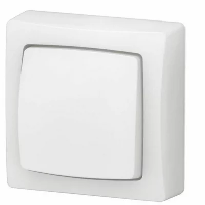 Poussoir simple touche complet en saillie blanc