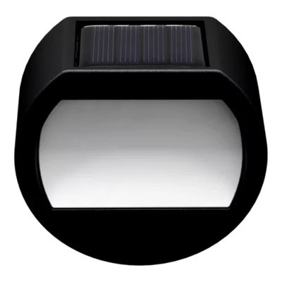Lot de 2 lumières de clôture solaire ronde LED avec capteur crépusculaire noir 3000 K IP44