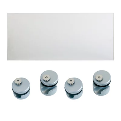 Panneau acrylique transparent 94x64 cm et 4 supports aluminium gris pour rampe Jorun