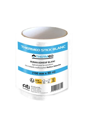 ROULEAU ADHESIF BLANC 50M 100MM THERMEO