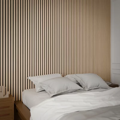 Panneau tasseaux acoustique MDF finition chêne clair - 2440 x 600 mm, épaisseur 21 mm