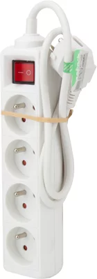 Bloc multiprise recycle 4 prises x 16A blanc + interrupteur H05W-F 3G1 - 0,75 M