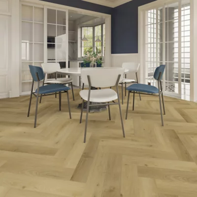 Sol PVC à clipser 5mm effet bois, 125 x 625 mm antidérapant beige