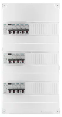 Tableau électrique pré-équipé 3 rangées 3 interrupteurs différentiels blanc mat