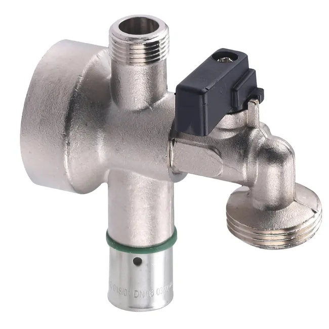 Applique machine à laver jupe haute raccord PER à sertir Diam.16 mm avec robinet pour machine à laver