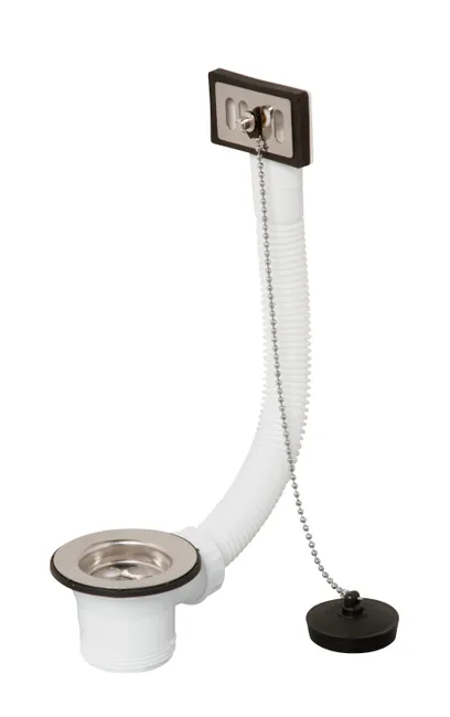 Bonde à bouchon inox pour évier avec ou sans trop plein Diam.50 mm - VALENTIN