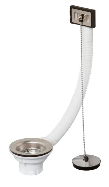 Bonde à bouchon grès pour évier avec trop plein percé Diam.60 mm - VALENTIN - NF