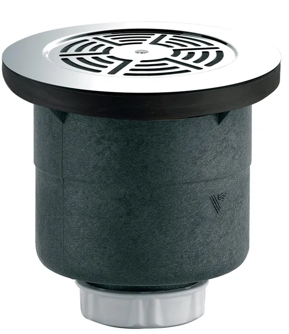 Bonde de douche à grille marguerite avec sortie verticale pour receveur Ø 90 mm - NF