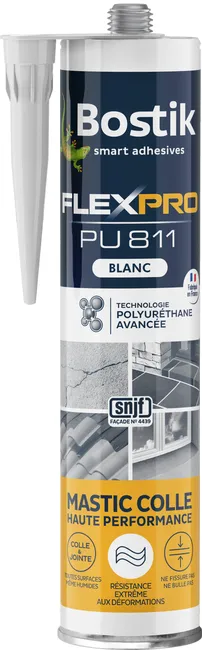Image principale de Mastic colle et joint haute performance blanc 300 ml Flexpro Pu 811 - BOSTIK