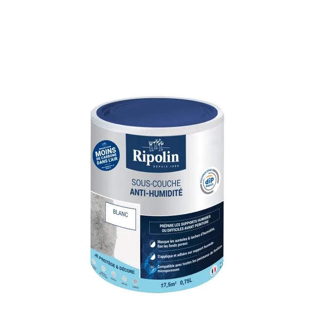 Image principale de Sous-couche anti-humidité acrylique mat blanc 0,75 L - RIPOLIN