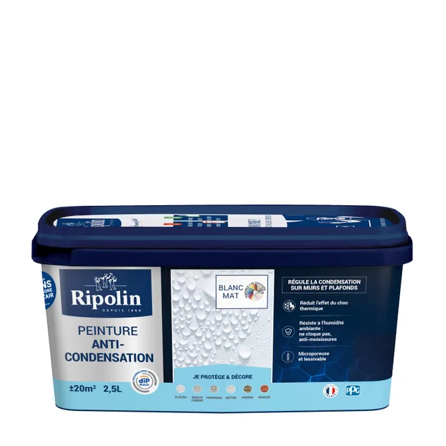 Image principale de Peinture anti-condensation acrylique satin blanc 2,5 L - RIPOLIN