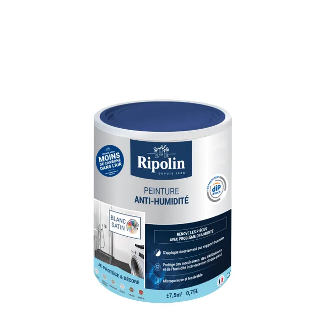 Image principale de Peinture anti-humidité acrylique satin blanc 0,75 L - RIPOLIN