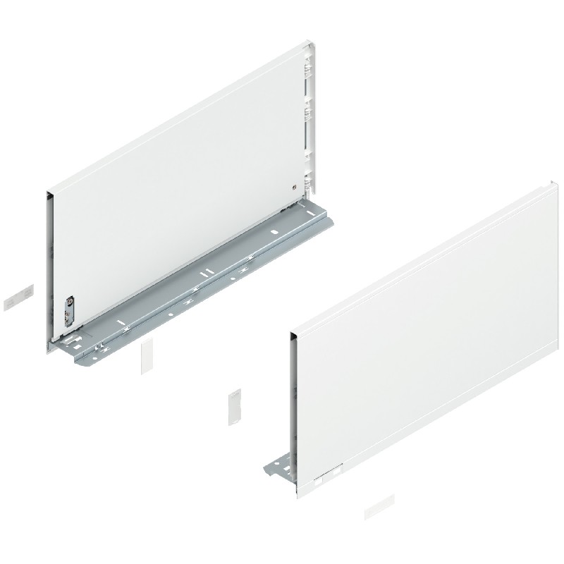 TIROIRS ET COULISSES BLUM LEGRABOX Pure Design épuré - le nouveau design LEGRABOX est en harmonie avec les tendances de vie contemporaines et offre de nombreuses possibilités de conception. Les côtés droits, à l'intérieur comme à l'extérieur, présentent une étonnante finesse de 12,8 mm et s'intègrent harmonieusement dans chaque meuble.
