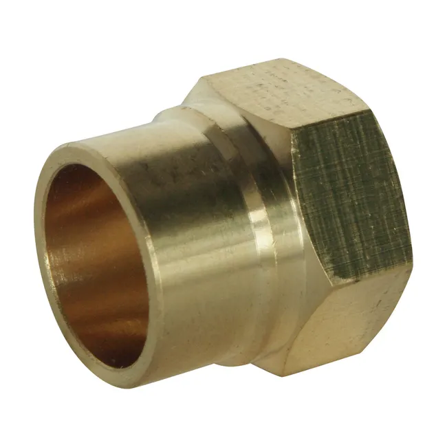 Image principale de Raccord laiton droit à souder - Femelle 15/21 - Tube cuivre Ø16- Sachet 2 pièces