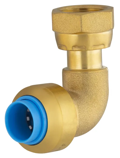Raccord coude femelle écrou libre F.12X17(3/8'') universel cuivre / multicouche / PER automatique Diam.12 mm - TOUT PUSH