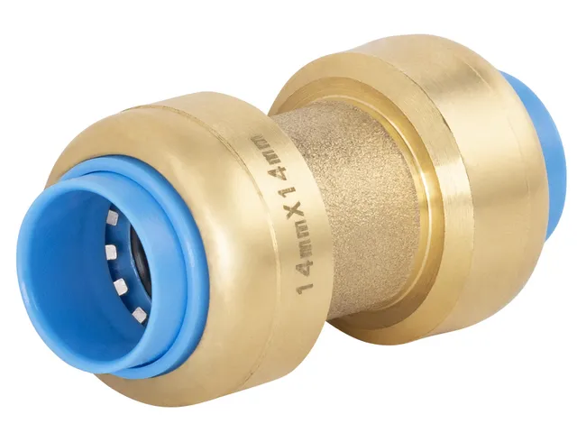 Raccord jonction égale universel cuivre / multicouche / PER automatique Diam.14 mm - TOUT PUSH