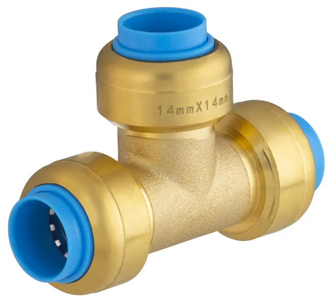 Raccord té universel cuivre / multicouche / PER automatique Diam.14 mm - TOUT PUSH