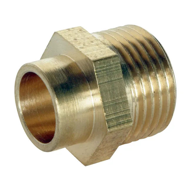 Image principale de Raccord laiton droit à souder - Mâle 12/17 - Tube cuivre Ø10 - Sachet 2 pièces