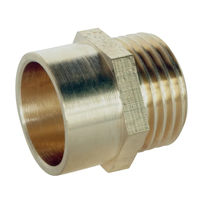 Image principale de Raccord laiton droit à souder - Mâle 15/21 - Tube cuivre Ø18 - Sachet 2 pièces