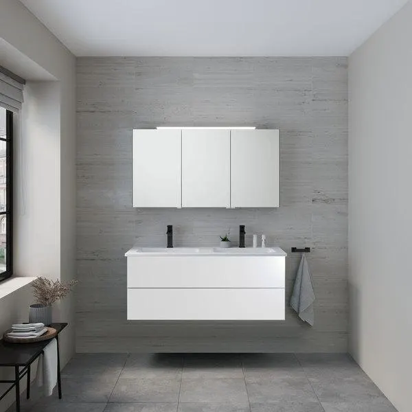 MEUBLE DBL/VASQ. 2T. UPCITY L120 BLC BRILLANT