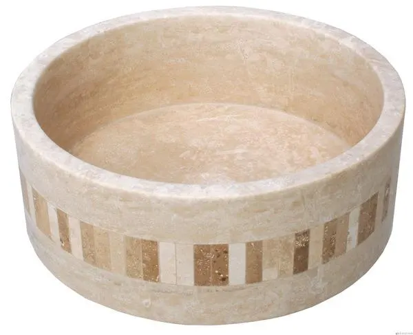 VASQUE CYLIND.TRAVERT.BLC 15X40.6 BAR. MABL61