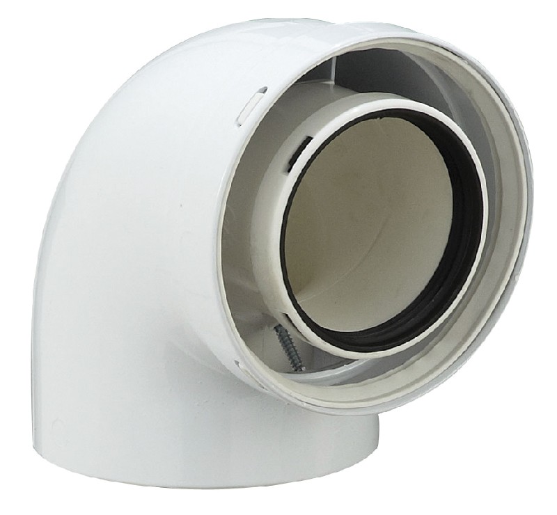 Conduits APOLLO pour chaudières étanches réalisés en métal laqué blanc (extérieur) et en polypropylène (intérieur)