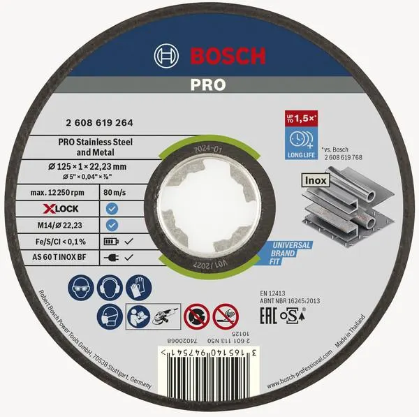 DISQUE EXP.INOX X-LOCK 125X1 PLAT 2608619264