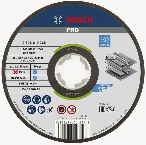 DISQUE EXP.INOX X-LOCK 125X1.6 PLT 2608619265