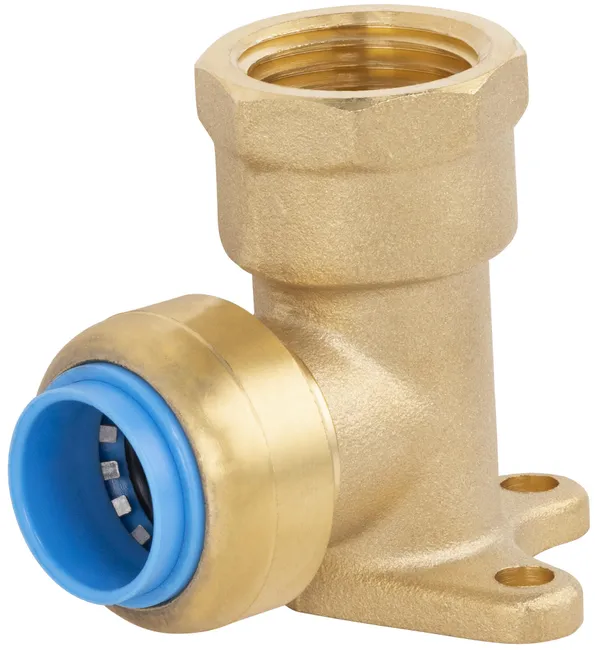 Raccord coude applique F.15X21(1/2'')universel cuivre / multicouche / PER automatique Diam.16 mm - TOUT PUSH