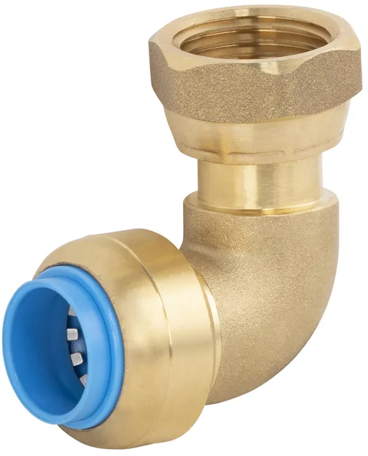 Raccord coude femelle écrou libre F.15X21(1/2'') universel cuivre / multicouche / PER automatique Diam.12 mm - TOUT PUSH