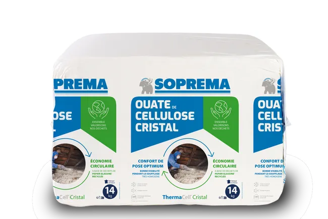 Image principale de Ouate de cellulose à souffler ou à épandre Thermacell Cristal 14kg - SOPREMA