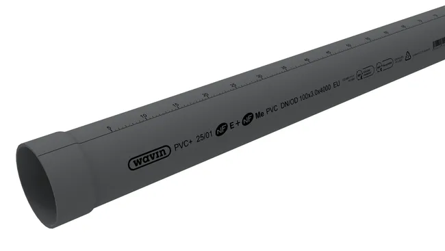 Tube évacuation PVC + NF+NFmE Diam.100 mm en tube Long. 4m