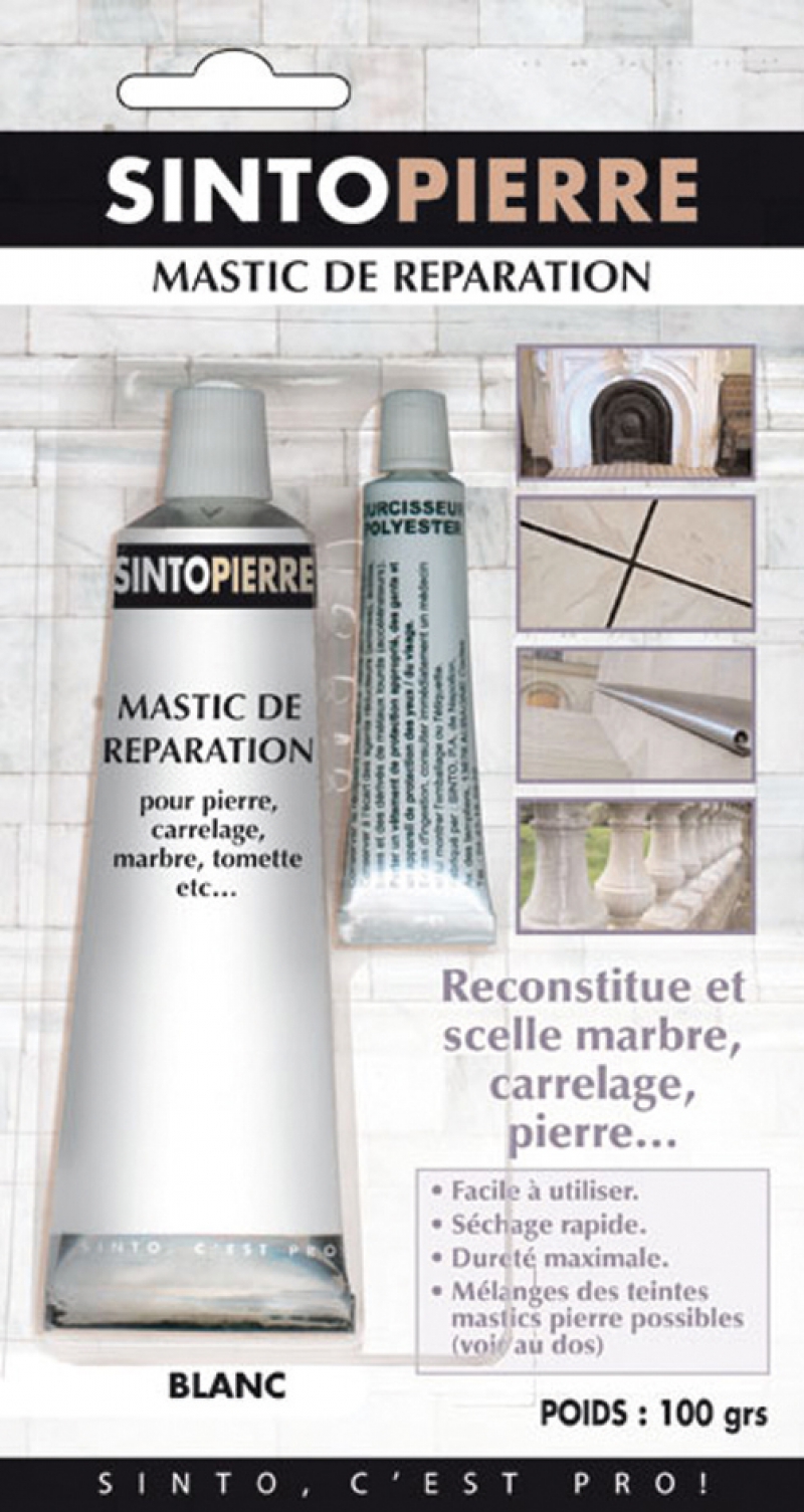 MASTICS "SINTOPIERRE" restaure, reconstitue et colle tous types de pierres et marbres