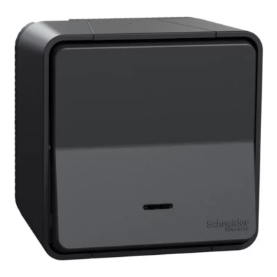 Interrupteur va-et-vient lumineux étanche complet saillie Schneider Electric Mureva Styl anthracite