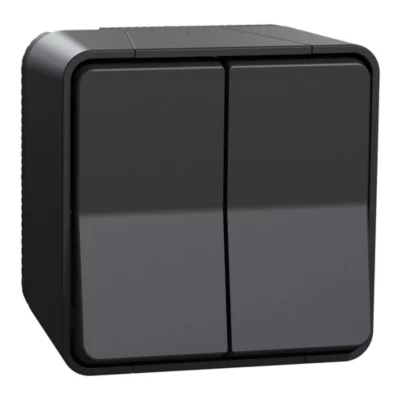 Interrupteur double va-et-vient étanche complet saillie Schneider Electric Mureva Styl anthracite
