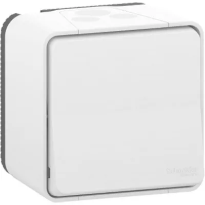 Interrupteur poussoir étanche complet saillie Schneider Electric Mureva Styl blanc