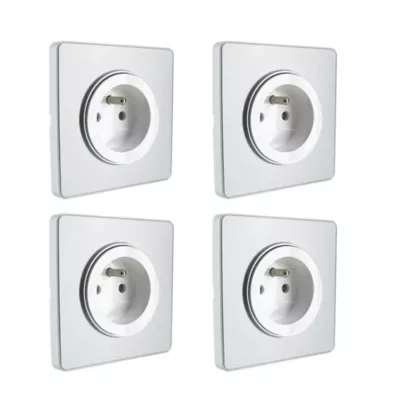 Lot de 4 prises 2 pôles + terre Schneider electric Aluminium