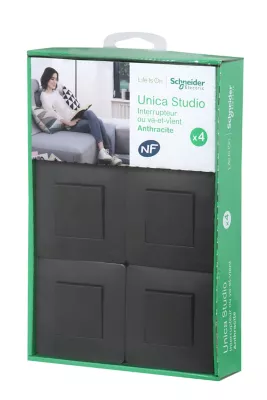 Interrupteur va-et-vient complet Schneider Electric Unica Déco anthracite, lot de 4